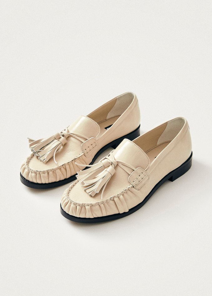 Marietta Onix Cream Leather Loafers from Alohas