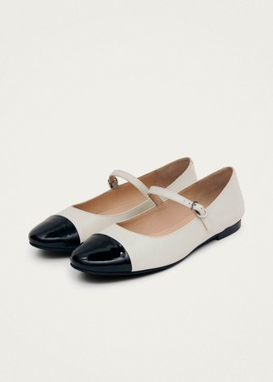 Musa Bicolor Black Cream Leather Ballet Flats from Alohas