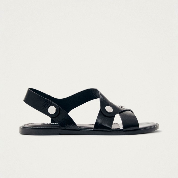 Mindy Onix Black Leather Sandals from Alohas