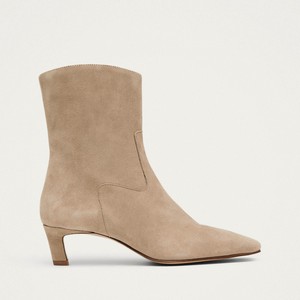 Nash Suede Beige Leather Ankle Boots from Alohas