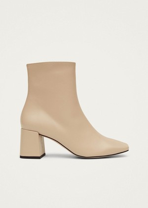 Watercolor Tahini Beige Vegan Leather Ankle Boots from Alohas