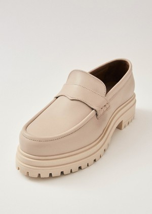 Obsidian Cream Leather Loafers from Alohas