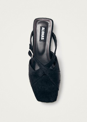 Adria Soft Black Leather Mules from Alohas