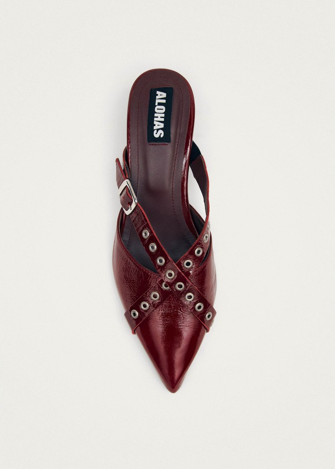 Zyra Onix Burgundy Leather Mules from Alohas