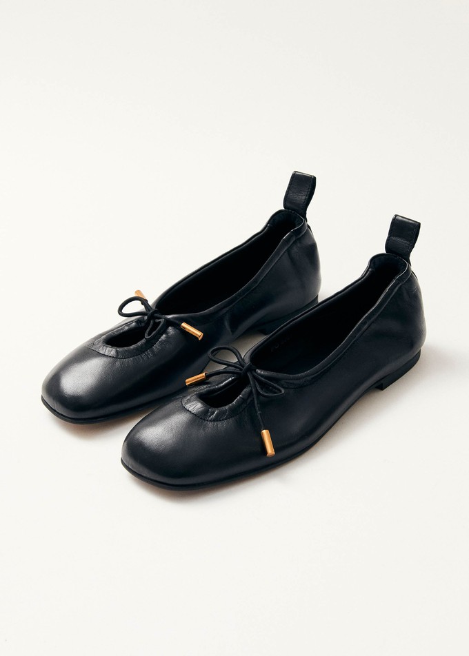 Rosalind Black Leather Ballet Flats from Alohas