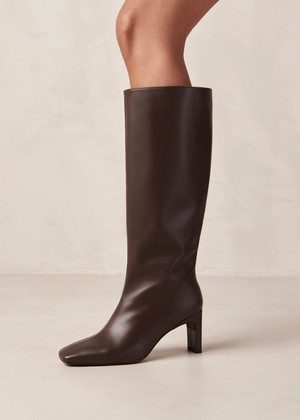 Isobel Coffee Brown Leather Boots from Alohas