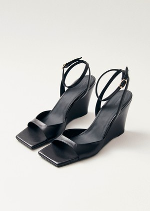 Riya Black Leather Sandals from Alohas