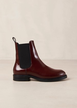 Lanz Burgundy Leather Ankle Boots from Alohas