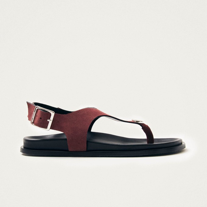 Harbor Suede Burgundy Leather Sandals from Alohas