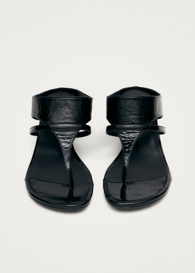 Dystaria Onix Black Leather Sandals from Alohas