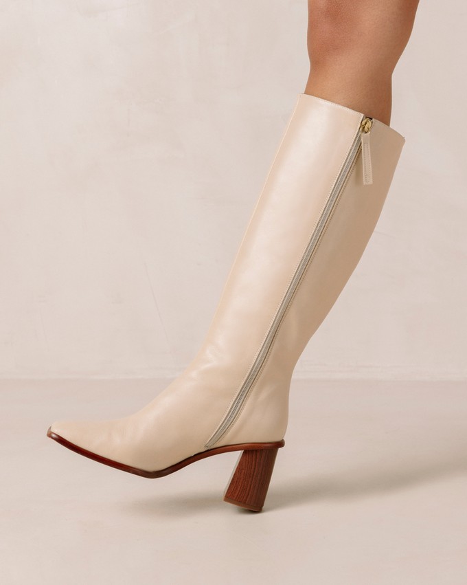 East Cream Leather Boots from Alohas