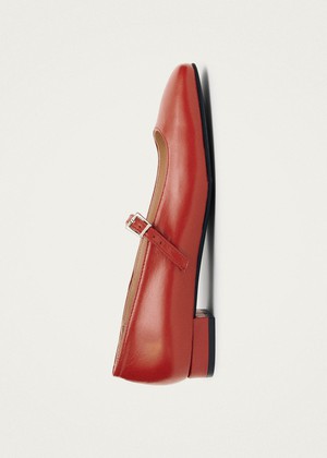 Por Do Sol Red Leather Ballet Flats from Alohas