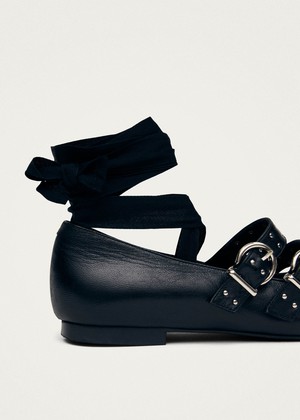 Thekla Black Leather Ballet Flats from Alohas