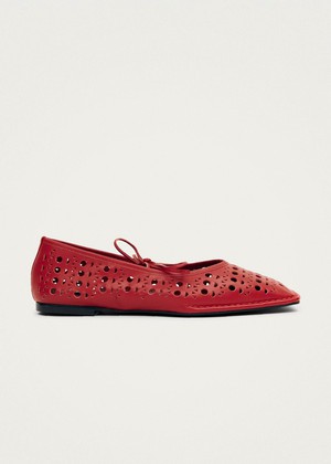 Sway Slit Red Leather Ballet Flats from Alohas