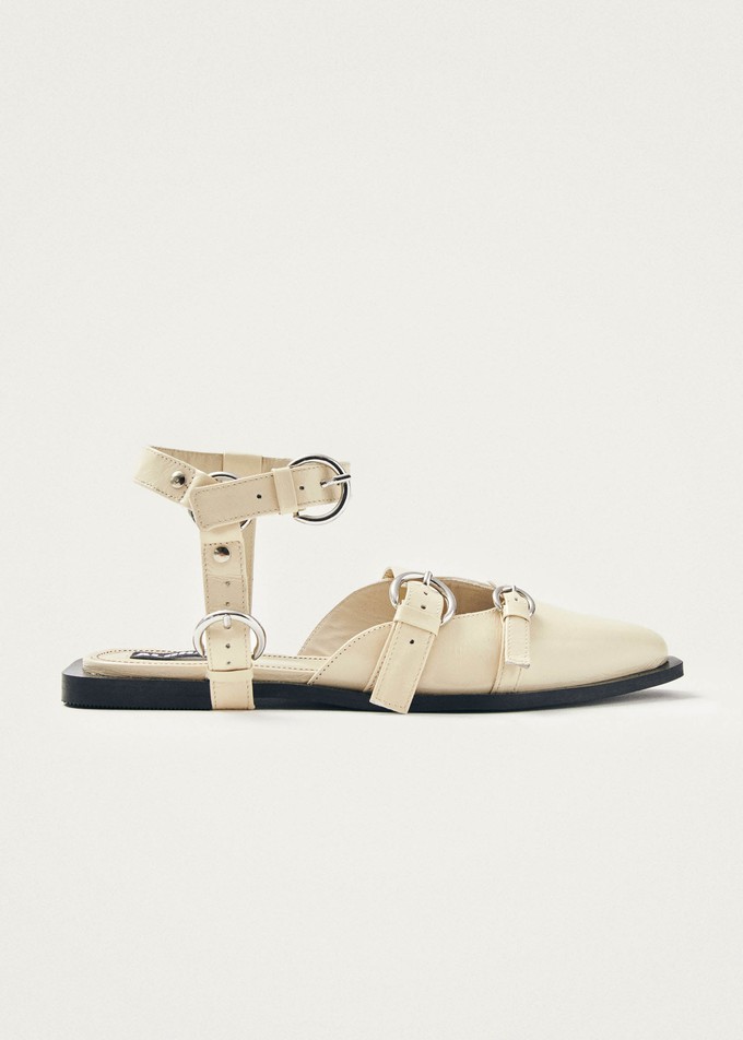 Thalara Onix Cream Leather Ballet Flats from Alohas