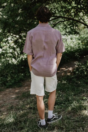 Oversized linen shirt MAGNUS in Dusty Lavender from AmourLinen