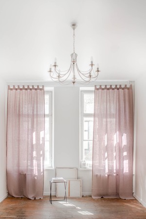 Tab top linen curtain - 91x100" / 230x254cm / Dusty Rose from AmourLinen