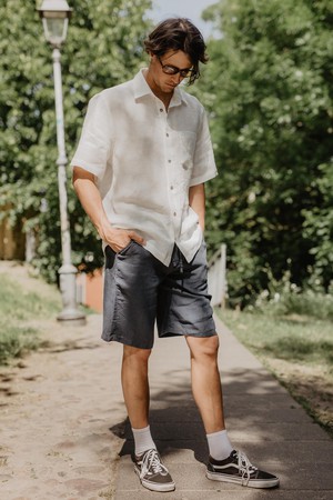 Oversized linen shirt MAGNUS in White from AmourLinen