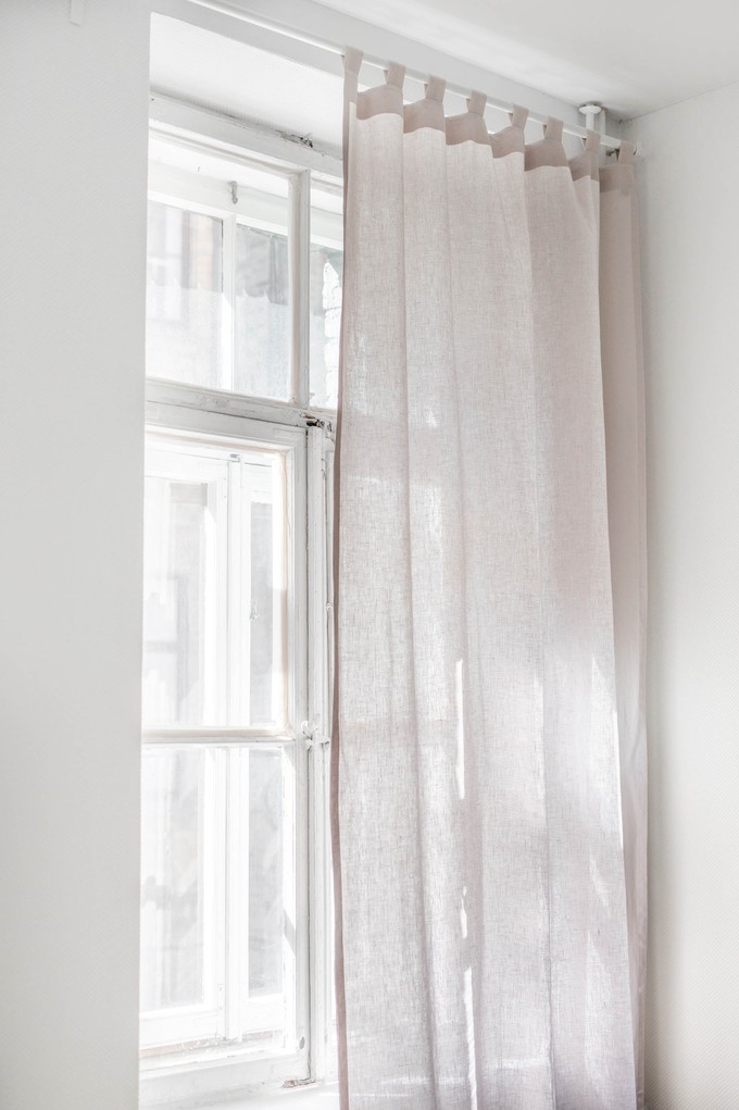 Tab top linen curtain - 91x90" / 230x229cm / Cream from AmourLinen