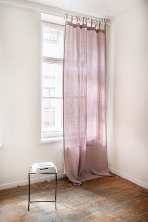 Tie top linen curtain in Dusty Rose from AmourLinen