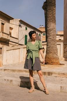 Betty classic linen shorts in Charcoal via AmourLinen