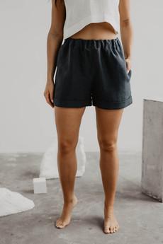 Linen shorts MIA in Charcoal via AmourLinen