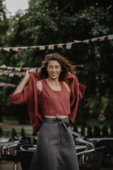 Linen oversized jacket KYIV in Terracotta via AmourLinen