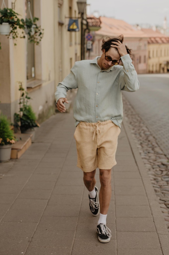 Linen shorts ARES in Mustard from AmourLinen