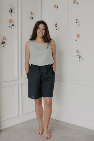 Classical linen top COLETTE in Sage Green from AmourLinen