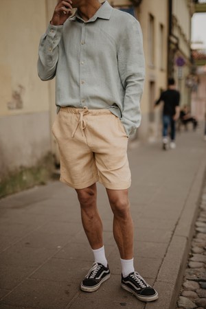 Linen shorts ARES in Mustard from AmourLinen