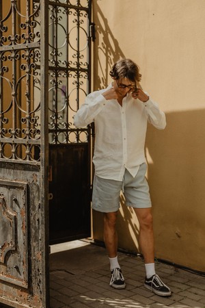 Classic linen shirt HECTOR in White from AmourLinen