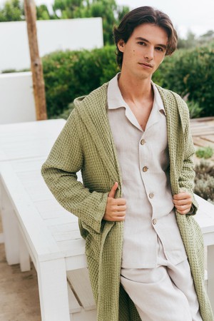 Men's waffle linen bathrobe from AmourLinen