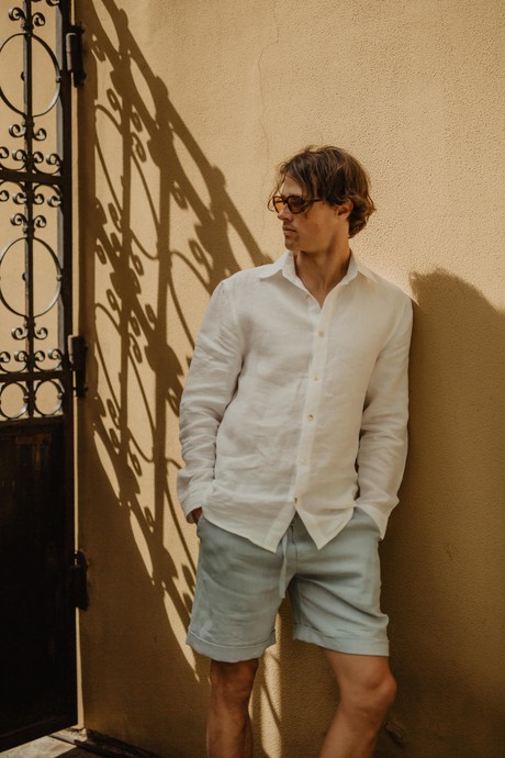 Classic linen shirt HECTOR in White from AmourLinen