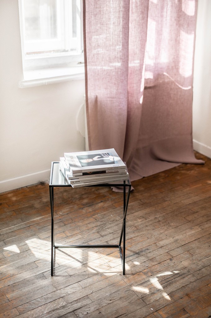 Tie top linen curtain in Dusty Rose from AmourLinen