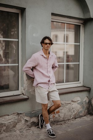 Classic linen shirt HECTOR in Dusty Rose from AmourLinen