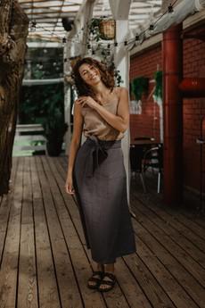 Linen wrap skirt IRIS in Charcoal via AmourLinen