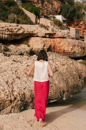 Lucia classic sleeveless linen top XS White from AmourLinen