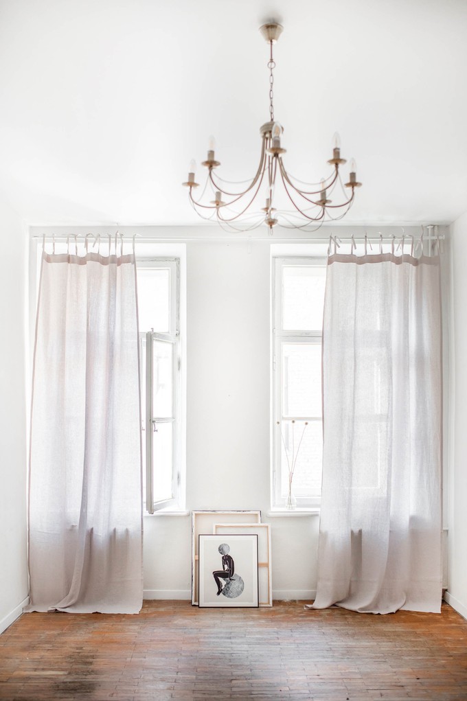 Tie top linen curtain in Cream from AmourLinen