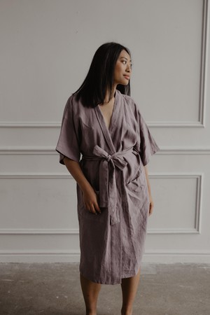 Linen bathrobe MIDNIGHT from AmourLinen