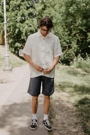 Oversized linen shirt MAGNUS in White from AmourLinen