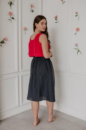 Linen skirt with buttons DAISY XXL Charcoal from AmourLinen