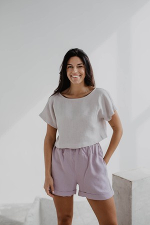 Linen crop top with buttons LISA from AmourLinen