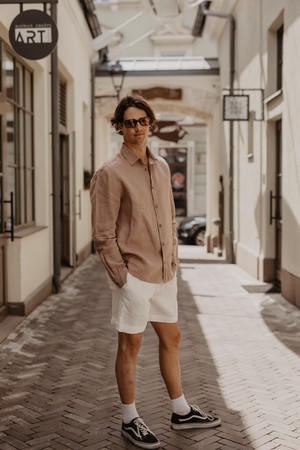 Classic linen shirt HECTOR in Rosy Brown from AmourLinen