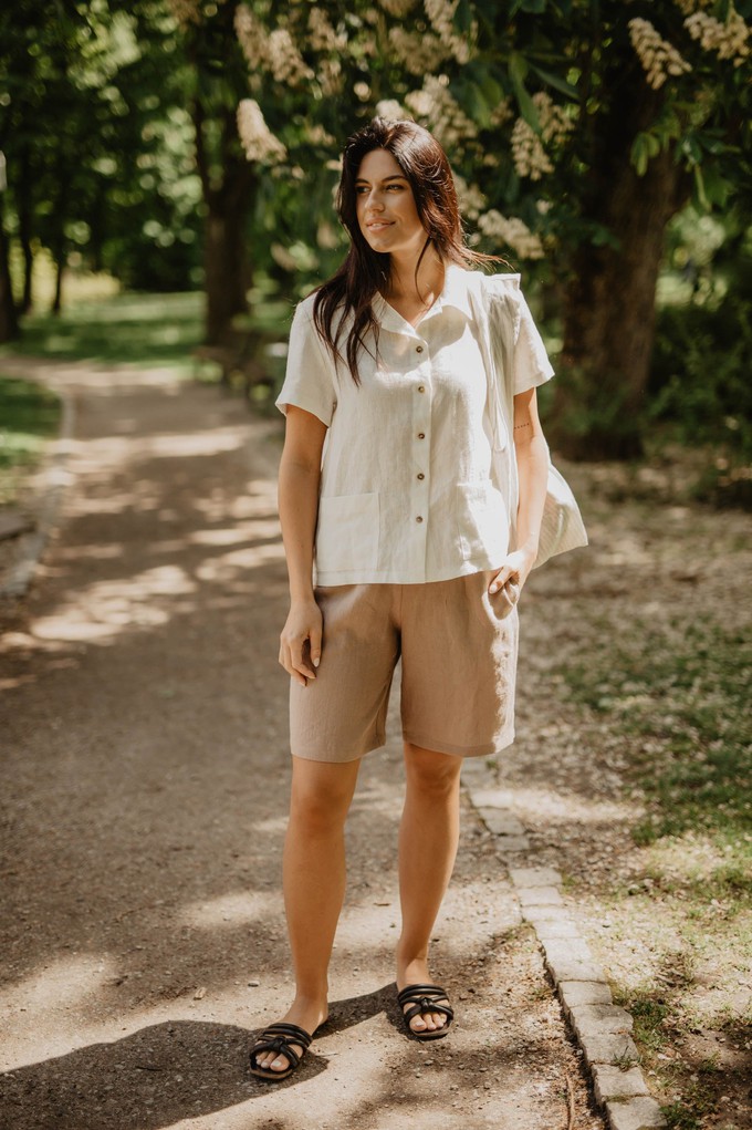 Long linen shorts MATILDA in Rosy Brown from AmourLinen