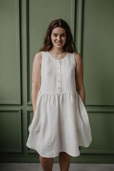 Linen sleeveless summer dress HAZEL in Cream via AmourLinen