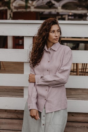 NORDKAPP classic linen shirt in Dusty Rose from AmourLinen