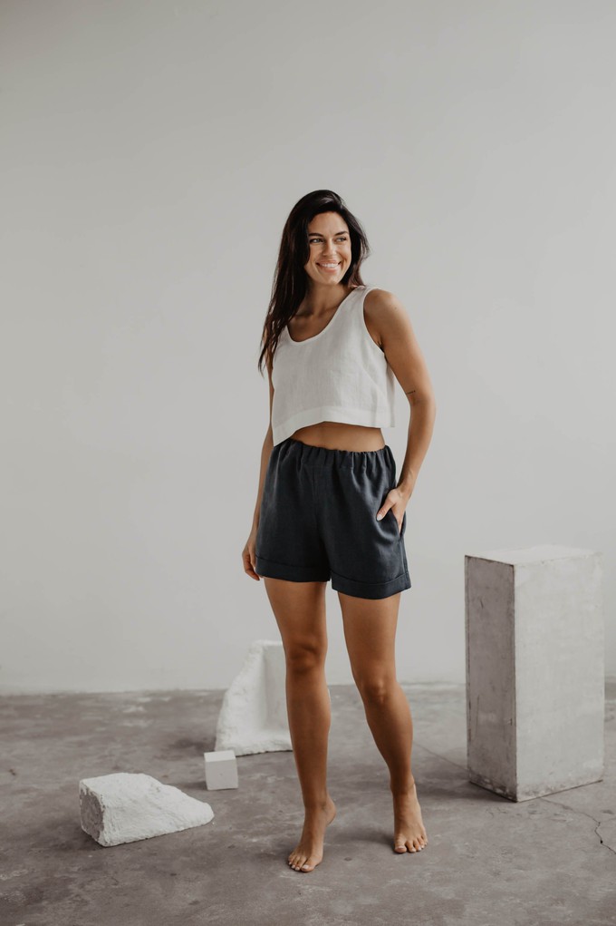 Linen shorts MIA XS Charcoal from AmourLinen