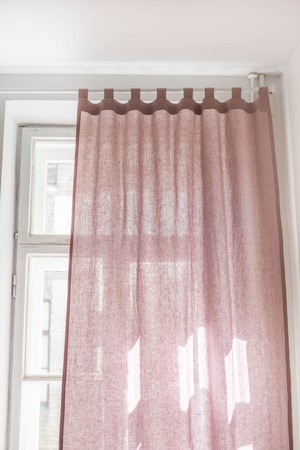 Tab top linen curtain - 91x100" / 230x254cm / Dusty Rose from AmourLinen