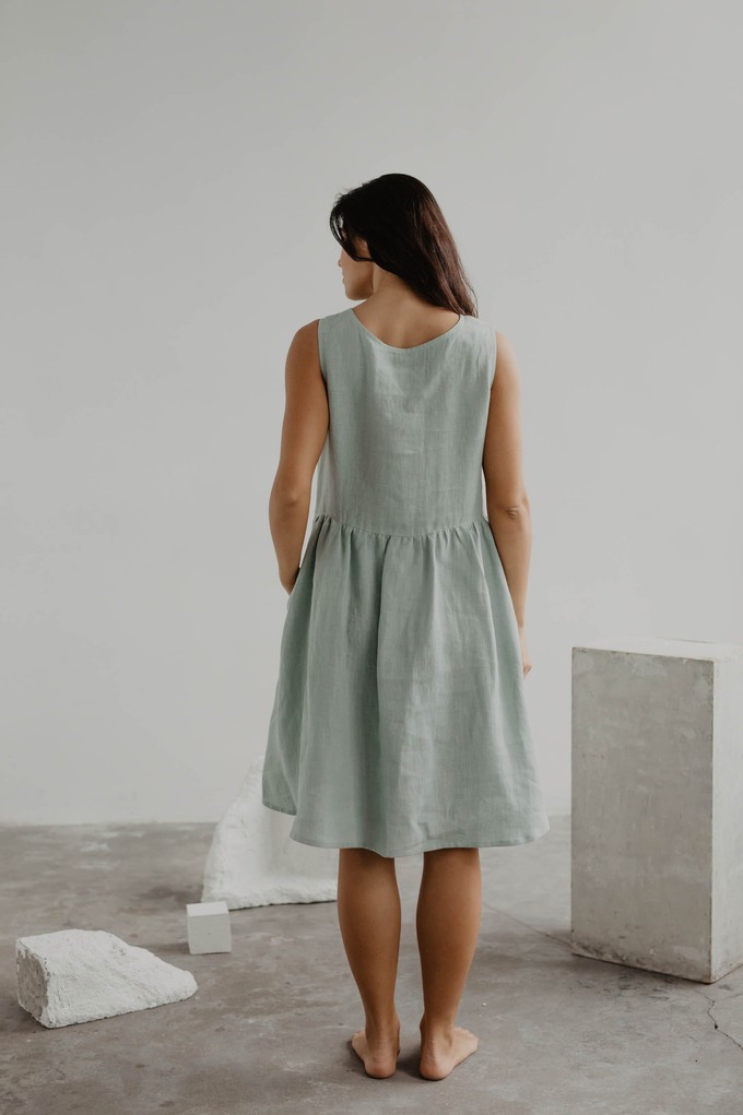 Linen sleeveless summer dress HAZEL in Sage Green from AmourLinen