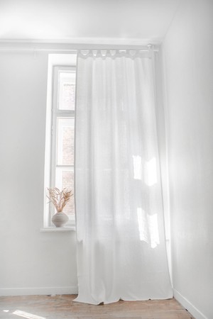 Tab top linen curtain in White from AmourLinen